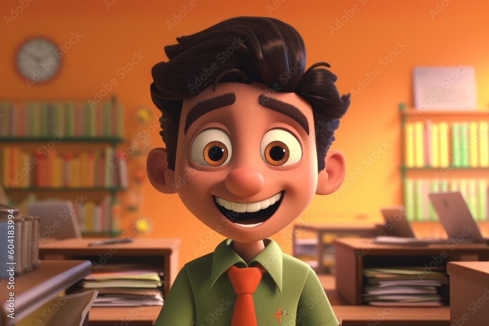Illustrations of cartoonish diverse Ethnic young people portrait inside a classroom - Created with generative ai Technology Illustrations of cartoonish diverse Ethnic young people portrait inside a classroom - Created with generative ai Technology