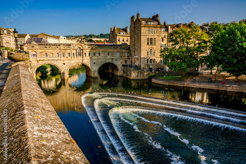 Pulteney Bridge over the River Avon in Bath England photo