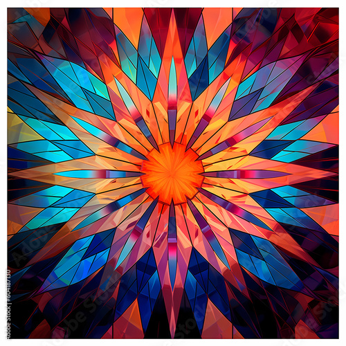 Explore the mesmerising patterns of a kaleidoscope-inspired geometric design.