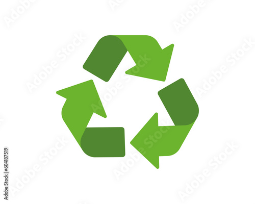 Vector recycling symbol in green color. Recycle symbol on white background.