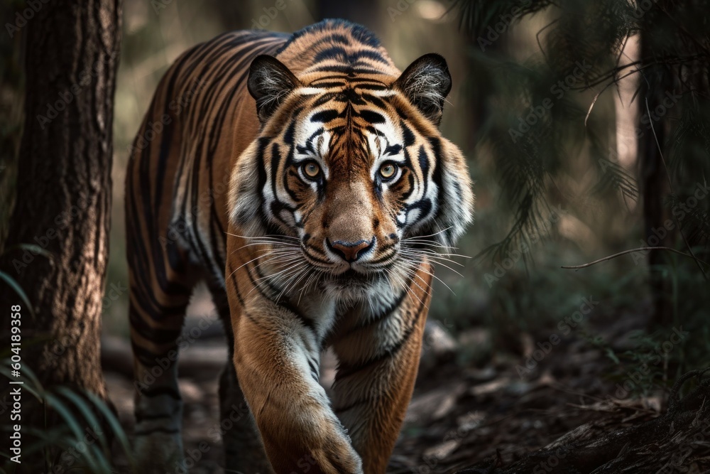 Beautiful and dangerous tiger in nature. AI generated, human enhanced Beautiful and dangerous tiger in nature. AI generated, human enhanced