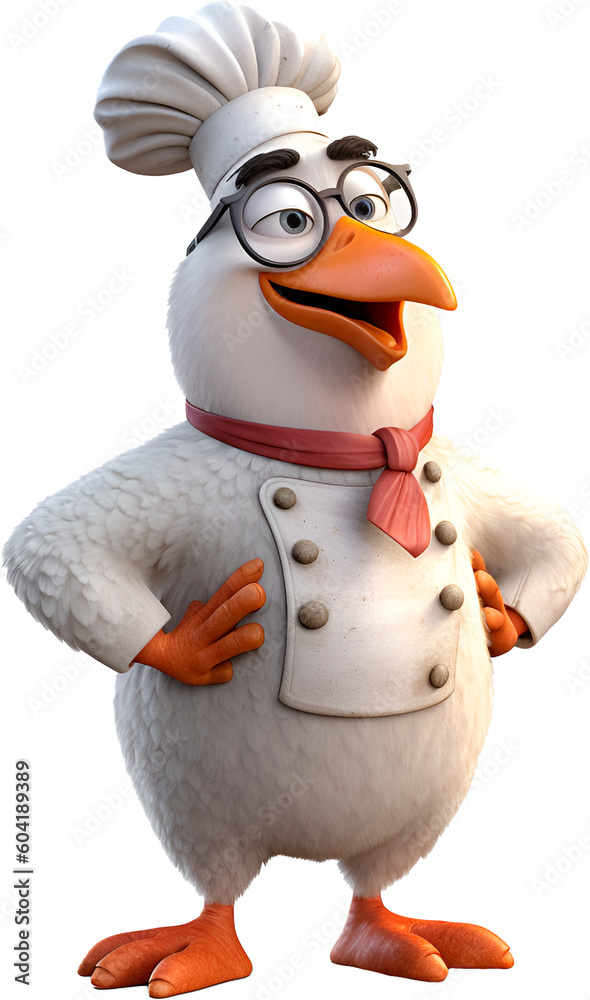 Fototapeta premium Mascote 3d frango sorridente