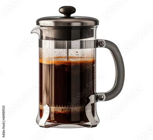 French press coffee on transparent background. Generative AI. photo