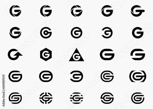 Initials Letter G logo design, Set Logo Design Icon Symbol