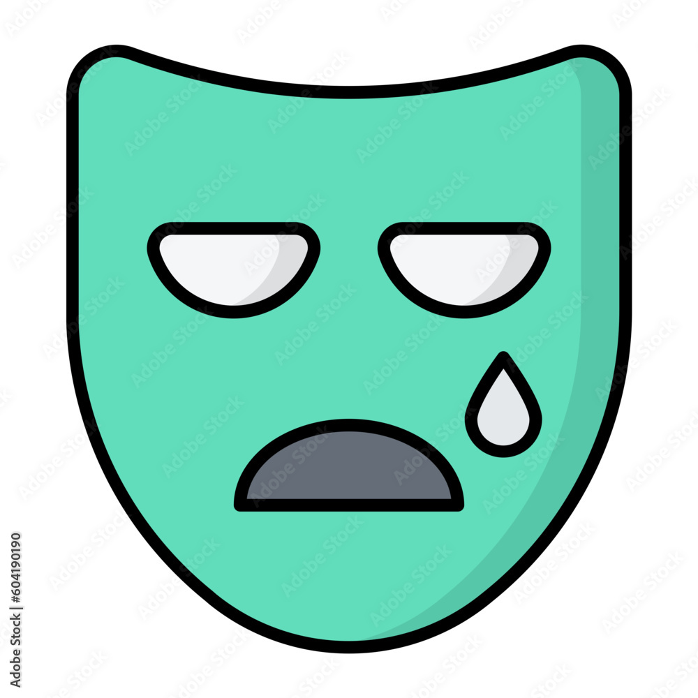 Naklejka premium Sadness Line Color Icon