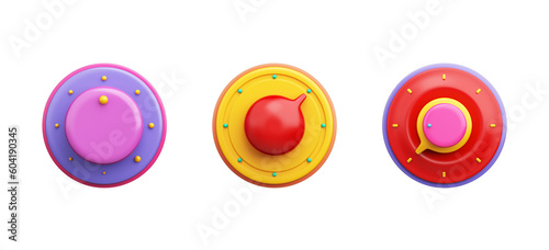 Circle button symbol or volume up dial from sound low to max Including bass and treble increase buttons media entertainment element object kid cute. PNG file. 3D Illustration.