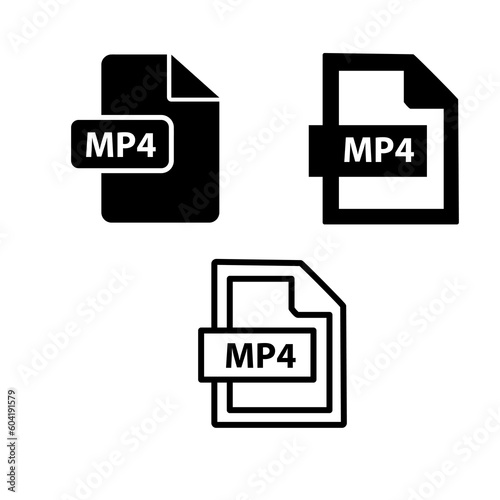 MP4 File Format Icon. MP4 extension icon set vector illustration on white background..eps