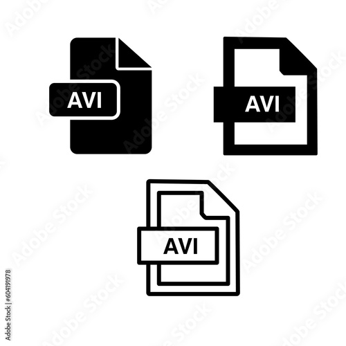 AVI File Format Icon. Audio Video Interleave file format icon set vector illustration on white background..eps