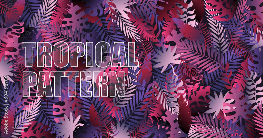 Modern tropical design for paper, cover, fabric, interior decor, ads and banner. Summer tropical background vector. Tropical leaves