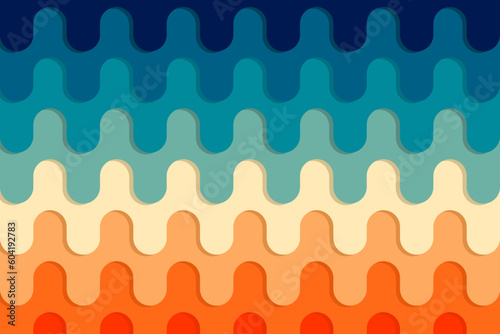 Seamless wave pattern linear vintage color design illustration
