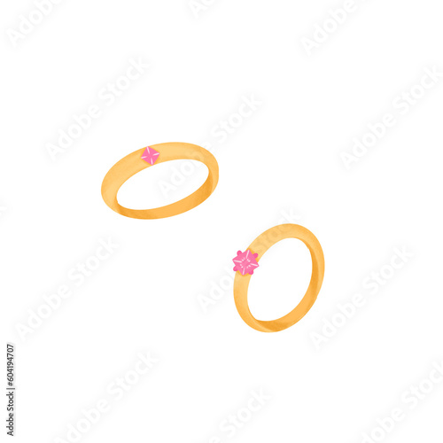 Couple ring hand drawing painting illustration with composition 