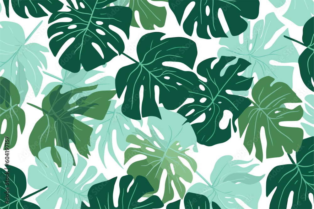 seamless pattern with monstera leaves 