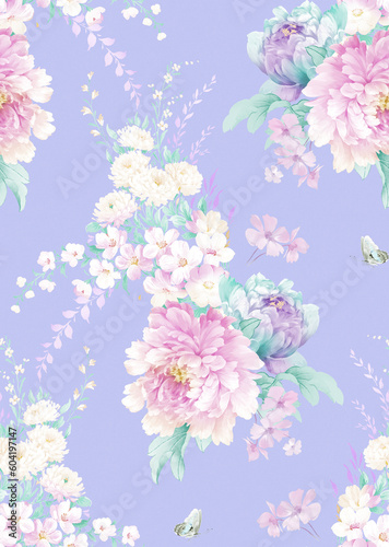 Classic Popular Flower Seamless pattern background.Perfect for wallpaper, fabric design, wrapping paper, surface textures, digital paper. 