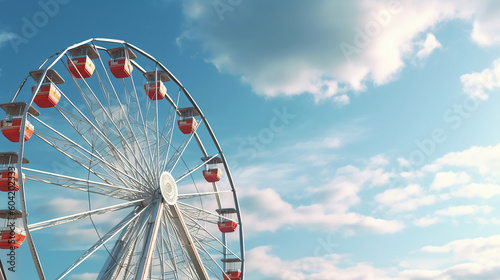 Ferris wheel on cloudy sky background. Generative Ai © PRI