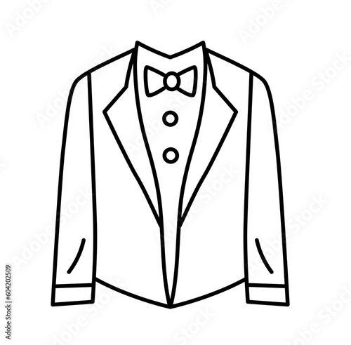 Cute wedding tuxedo suit outline icon