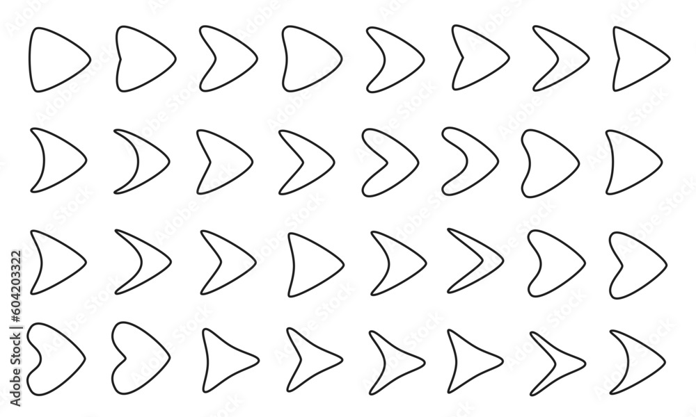 細い三角形の矢印のセット/矢/ポイント/イラスト