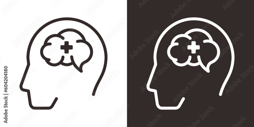 logo design health mental icon line vector illustration