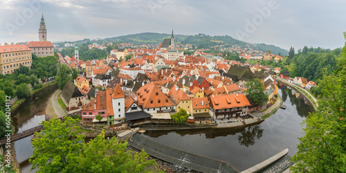 Historic town of Cesky Krumlov and Cesky Krumlov Caste Tower, UNESCO World Heritage Site, Cesky Krumlov, South Bohemian Region photo