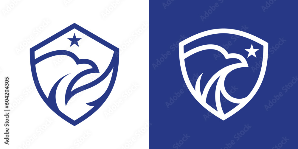 logo design shield and eagle icon vector illustration