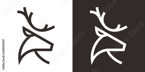 logo design head deer icon line vector illustration