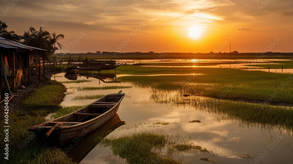 Fototapeta premium boat on the river