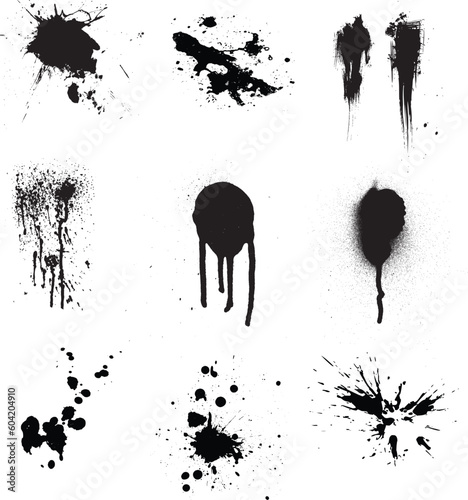 Spray paint set vector elements isolated to white background