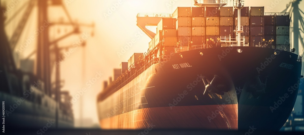Container Delivery Image Container ship. Delivery transport concept. Generative AI technology ...