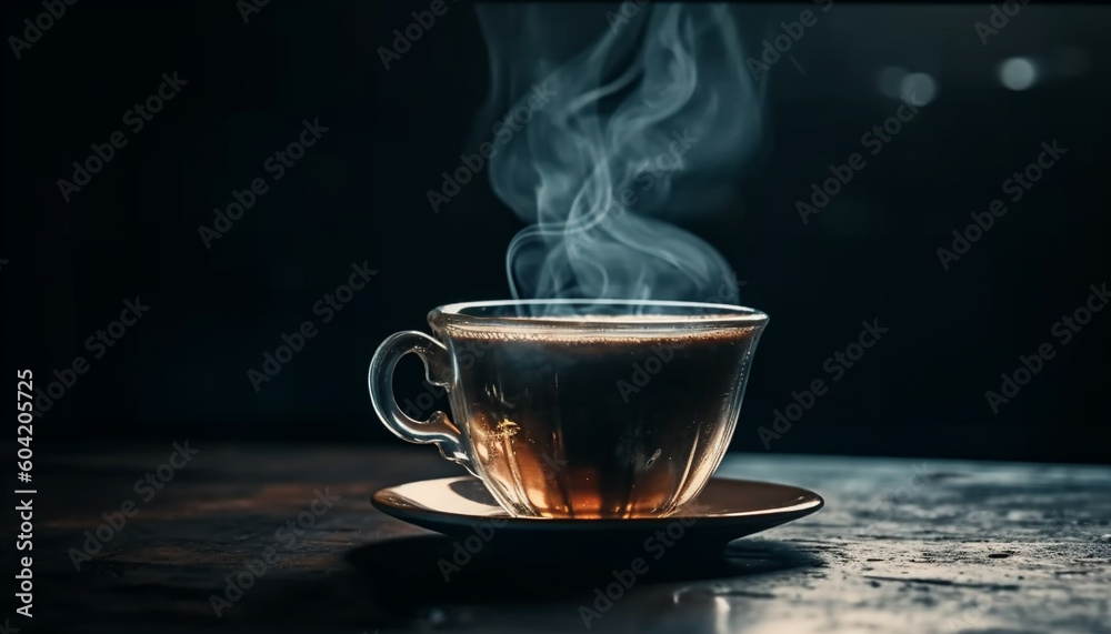 Steam rises from fresh, scented coffee cup generated by AI Steam rises from fresh, scented coffee cup generated by AI
