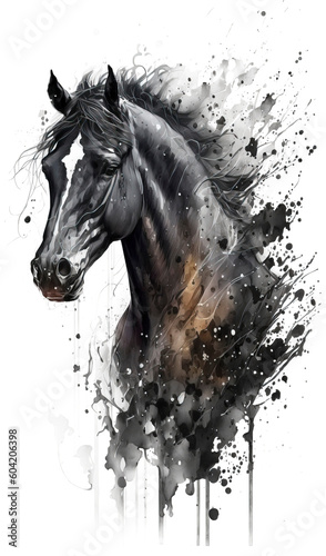 black horse watercolor png
