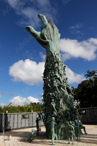 The Sculpture of Love and Anguish, the centerpiece of the Jewish Holocaust Memorial, by Kenneth Treister, Miami Beach, Miami, Florida, United States of America