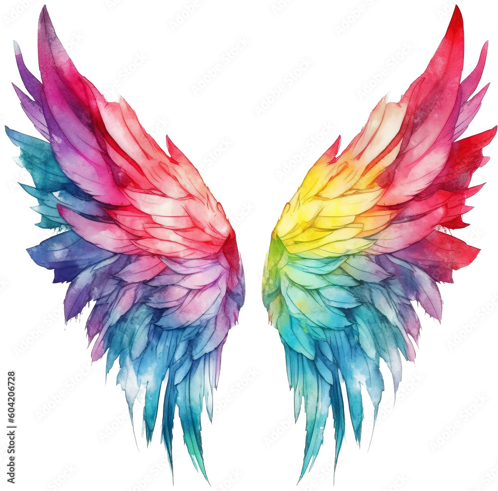 Obraz premium Wing watercolor transparent background