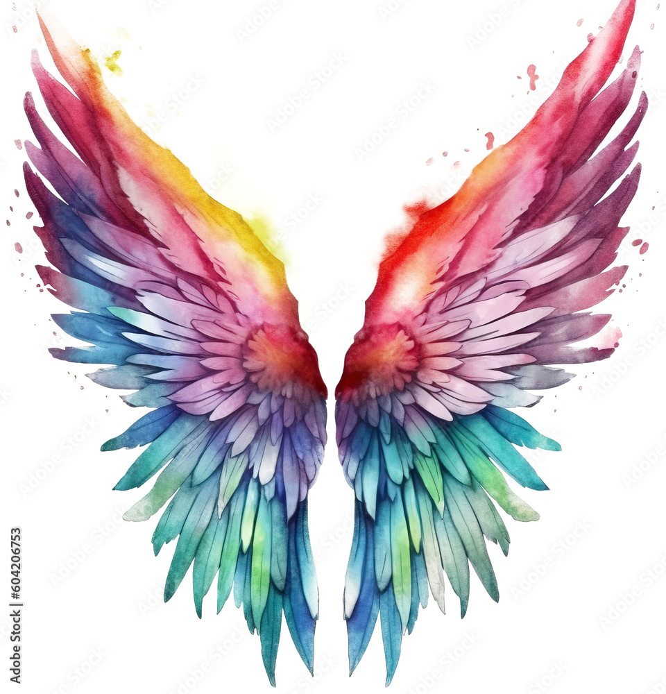 Obraz premium Wing watercolor transparent background