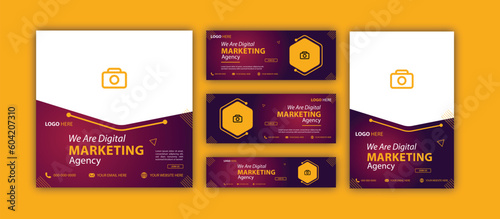 Digital marketing agency facebook cover design with creative shape or web banner for digital marketing business modern and simple design