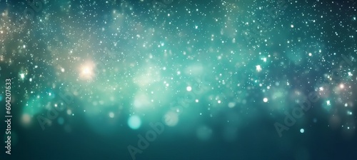 Shiny glitter green light sparkle bokeh background. Generative AI technology. © Hero Design