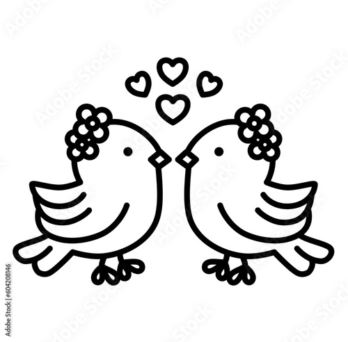 Cute wedding doves outline icon

