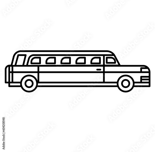 Cute wedding limousine outline icon
