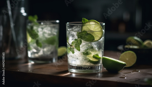 A refreshing mojito with lime, mint, and Cuban culture vibes generated by AI