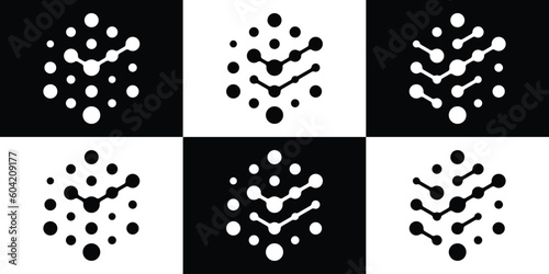 logo design check and dot technology icon connection vector illustration
