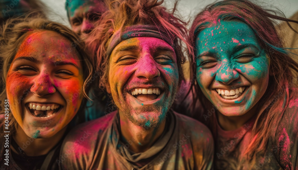 A colorful celebration of togetherness, joy, and carefree youth culture generated by AI