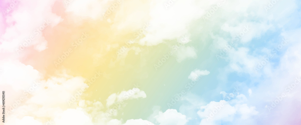 White clouds on a pastel sky. Sky pink and blue colors. Sky abstract background