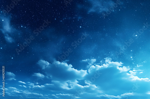 A Blue Nebula Background With Many Stars, In The Style Of