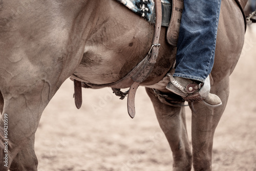 closeup of a boot in the stirrup