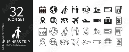 Icon set related to business travel