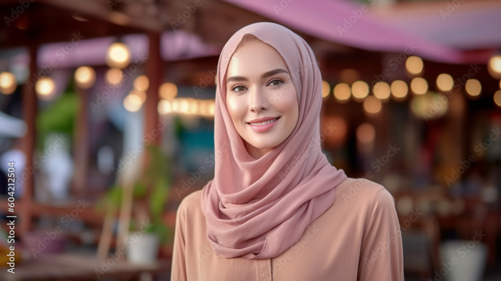 young adult woman on vacation in a local side street for tourists, shopping tour and city stroll, stroll through the city. Generative AI young adult woman on vacation in a local side street for tourists, shopping tour and city stroll, stroll through the city. Generative AI