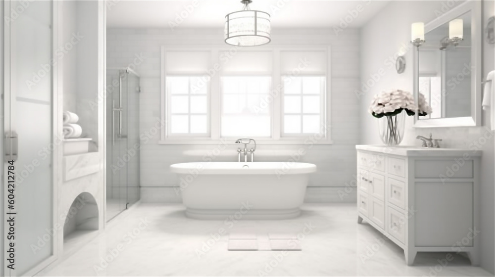 Generative AI, Transitional Elegance: A Classic-Meets-Modern Bathroom Design Generative AI, Transitional Elegance: A Classic-Meets-Modern Bathroom Design