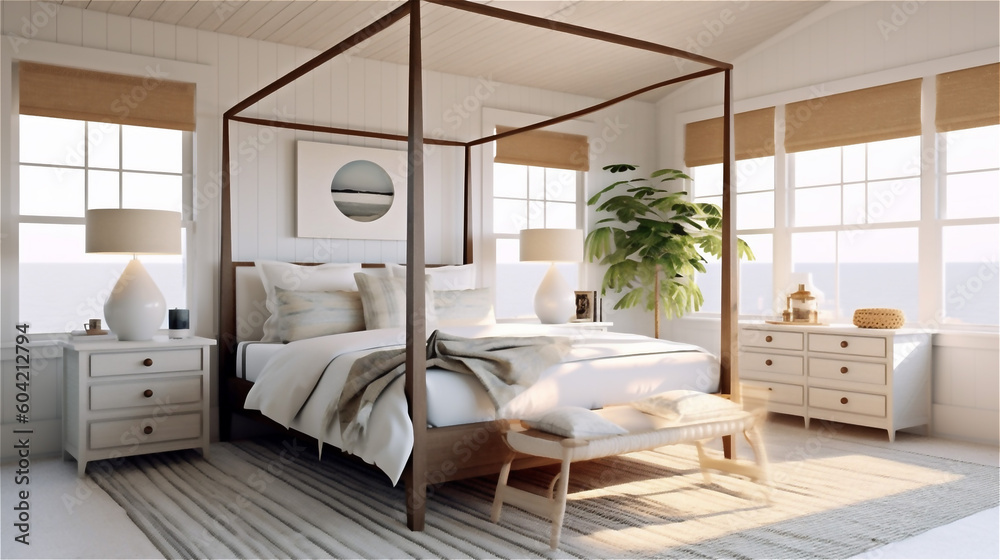 Generative AI, Beachside Retreat: Coastal Bedroom Design Generative AI, Beachside Retreat: Coastal Bedroom Design