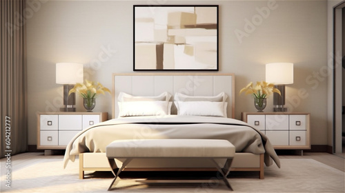 Generative AI  Timeless Tranquility  A Transitional Style Bedroom Design