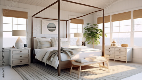 Generative AI, Beachside Retreat: Coastal Bedroom Design