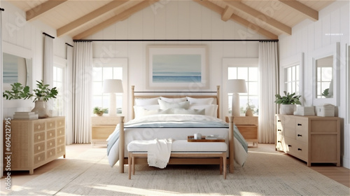 Generative AI  Beachside Retreat  Coastal Bedroom Design