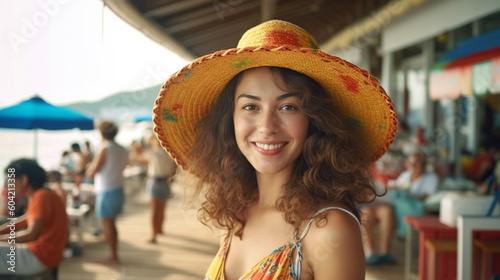 young adult woman traveling...